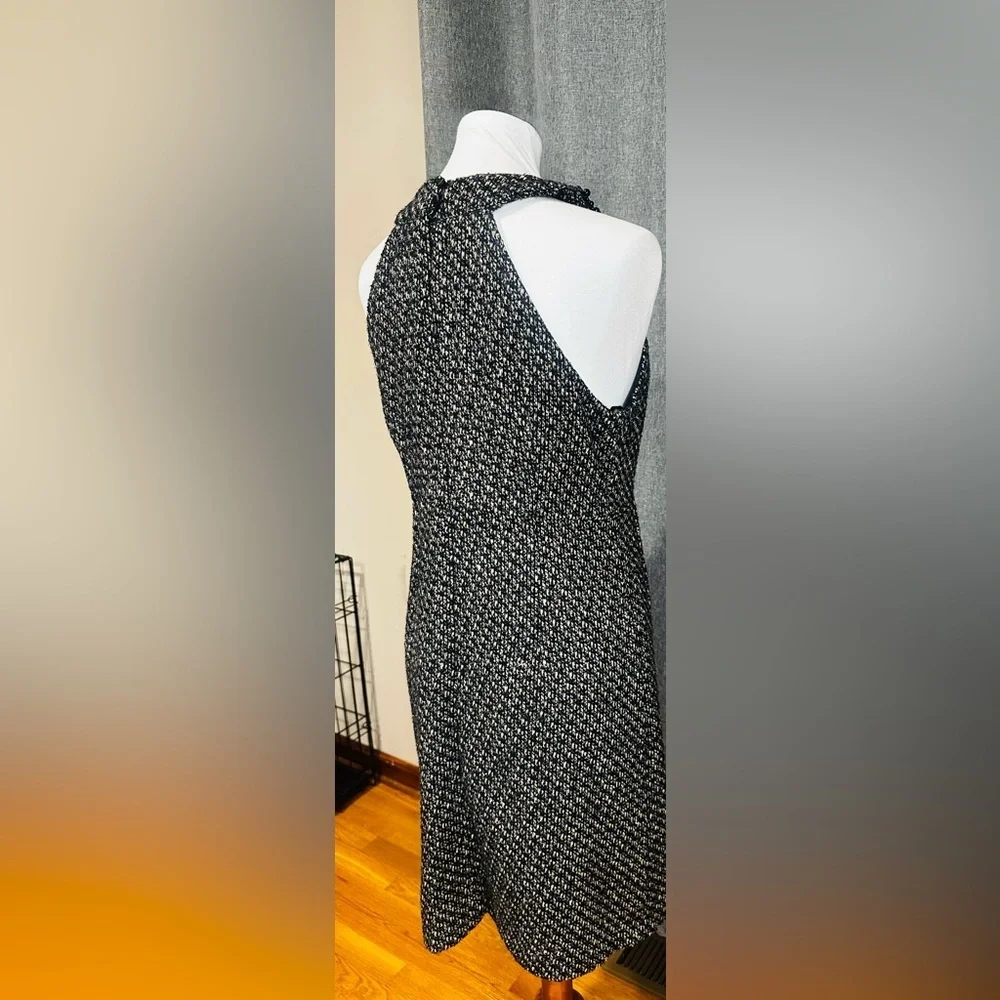 INC International Concepts Black and Gold Tweed Dress with Beaded Collar